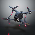 Black Foldable Drone With Red Edge Propellers For Aerial Photography