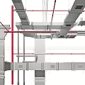 Industrial Building Ceiling Piping System With Metal Pipes And Structural Framework 3d model