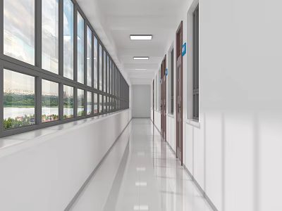Office Corridor Away Troops Corridor 3d model