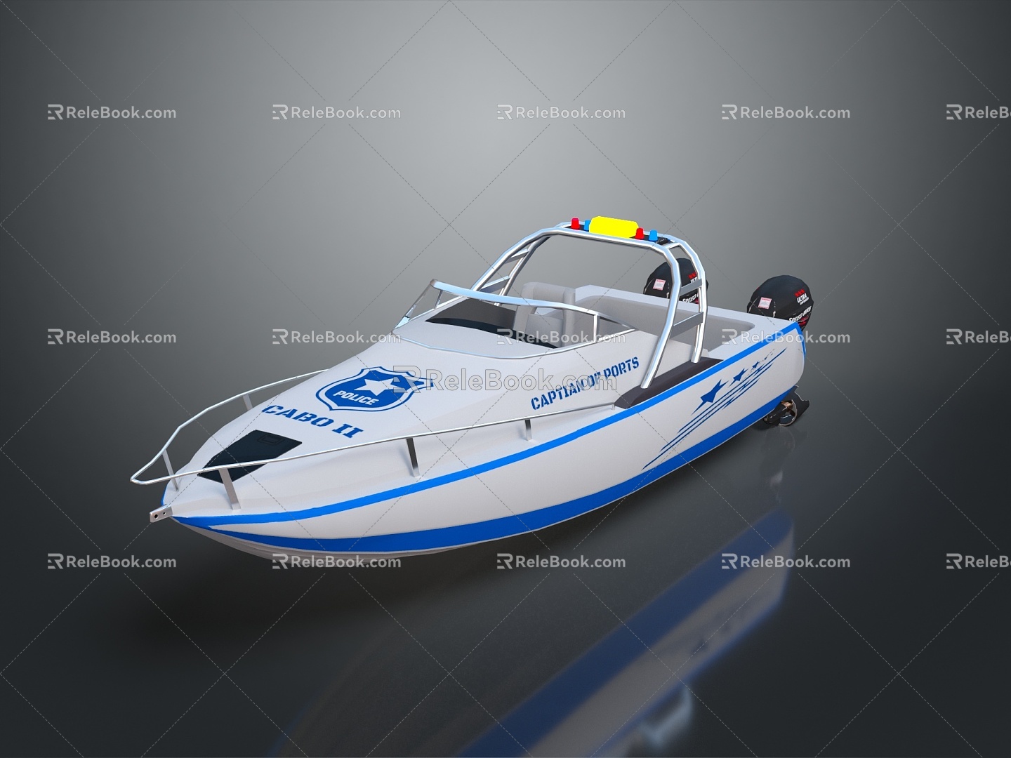 Modern Yacht Sailing by Speedboat 3d model