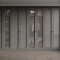 Modern Elegant Wardrobe With Glass Panel Doors Multiple Compartments And Sleek Design 3d model