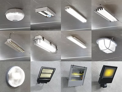 Various Lighting Fixtures Including Ceiling Lamps Wall Mounted And LED Designs 3d model