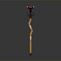 Unique Decorative Weapon With Orange Long Handle Black Red Top And Spiral Design