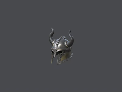 Vintage Horned Metal Helmet With Classic Design And Decorative Details 3d model