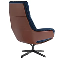 Comfortable Navy Blue Velvet Office Chair With Wooden Armrests And Swivel Base