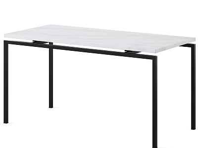 Modern Minimalist Table With White Marble Top And Black Metal Legs 3d model