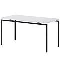Modern Minimalist Table With White Marble Top And Black Metal Legs
