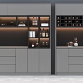 Modern Wine Cabinet Design With Glass Doors Display Shelves And Storage Drawers