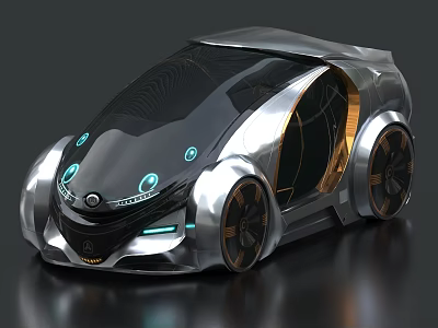 Futuristic Silver Metallic Concept Car With Sleek Design Transparent Doors And Illuminated Elements 3d model
