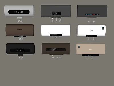 Various Colored Air Conditioner Models With Modern Design And Control Panels 3d model