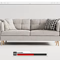 Modern double sofa multiplayer sofa 3d model