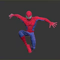 Spider Man Character In Red And Blue Costume With Dynamic Pose On Dark Background