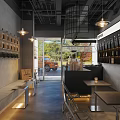 TG Coffee Shop Interior With Counter Coffee Beans Display Espresso Machine And Pastries Case