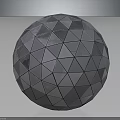 Silver Geometric Sphere Furniture Accent Piece With Triangular Reflective Facets Design 3d model