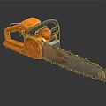 Heavy Duty Orange Chainsaw With Black Handle And Sharp Cutting Chain