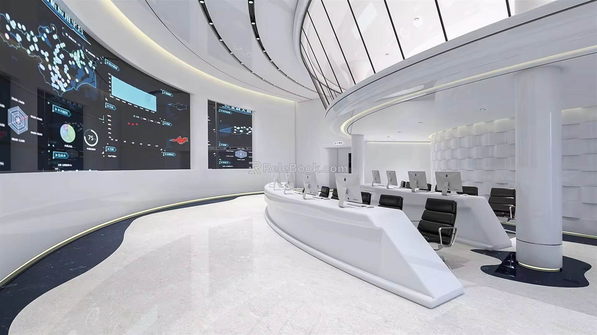 Modern Control Room Command Center 3d model