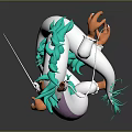 Game And Movie Character Dragon With White Body Purple Stripes Turquoise Mane And Orange Claws