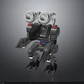 Gray Mechanical Robot Creature With Large White Eyes And Clawed Limbs 3d model