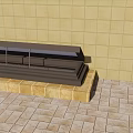 Residential Building Skylight Structure With Open Cover Yellow Tiled Wall And Base