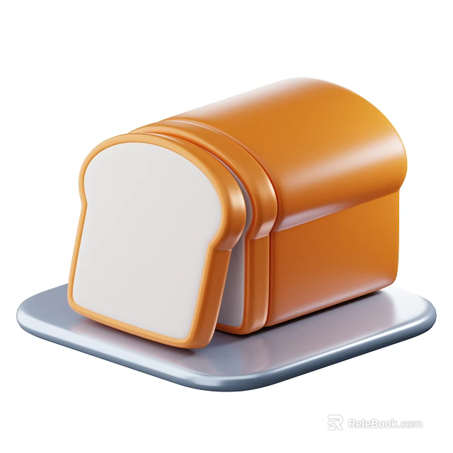 Fresh Sliced Bread In Orange Toaster On Silver Tray For Breakfast 3d model 