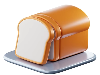 Fresh Sliced Bread In Orange Toaster On Silver Tray For Breakfast 3d model