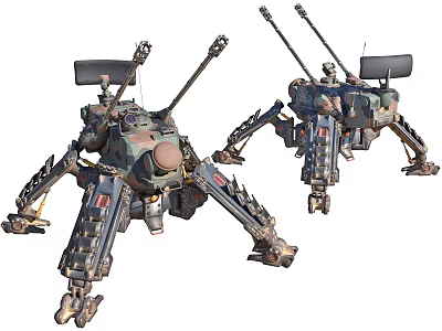 Smart Machines Mechanical Spider Robotic Multi Legged Camouflage With Complex Weapon Systems 3d model