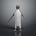 Adorable Penguin Standing With Black And White Feathers Yellow Neck On Gray Background