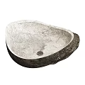 Elegant Natural Stone Washbasins With Oval Shape And Textured Surface For Modern Bathroom