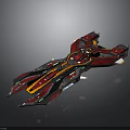 Futuristic Cosmic Spaceship With Red Black And Yellow Aerodynamic Design For Interstellar Travel