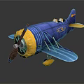 Vintage Blue And Yellow Biplane Passenger Plane Model With Propeller And Classic Design