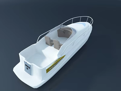Modern White Yacht Exterior With Seating And Railings 3d model