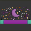 Purple And Teal Commercial Handheld Device With Pink Moon Stars And Constellation Lines On Screen
