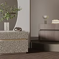 Modern Bedside Tables With Green Plant Vase Table Lamp And Books In Minimalist Design