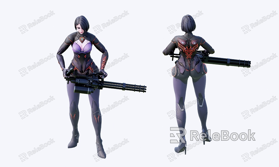 Gatling gun female agent woman model