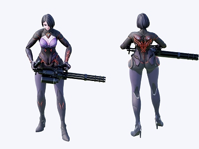 Gatling gun female agent woman model