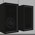 Modern Black Standing Speakers With Mesh Front And Home Audio Sound System