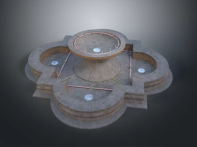 Decorative Circular Stone Structure With Multiple Rings Central Platform And Metal Elements 3d model