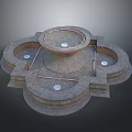 Decorative Circular Stone Structure With Multiple Rings Central Platform And Metal Elements 3d model