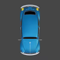 Blue Classic Beetle Car 3D Model With White Details And License Plate