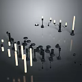 Contemporary Interior Lighting Decor With Black Base Candle Holders And White Strip Light Fixtures