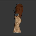 Fashionable Outfit Featuring Brown Leather Jacket Blue Turtleneck And Plaid Pleated Skirt With Black Buttons