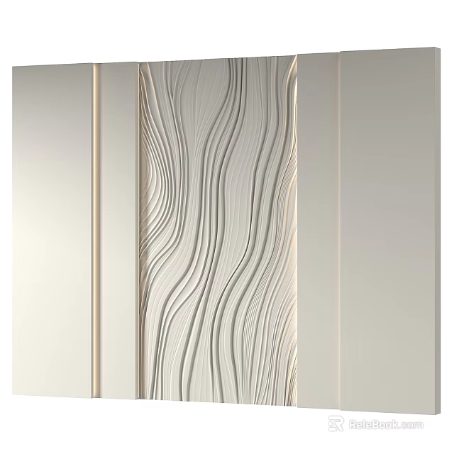 Elegant Decorative Panel With Wavy Lines And Metallic Surface For Interior Design 3d model 