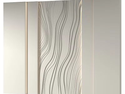 Elegant Decorative Panel With Wavy Lines And Metallic Surface For Interior Design 3d model
