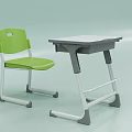 Kids Green Chair And Gray Table Set With Simple Design For Study Use 3d model