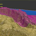 3D Terrain Model With Steep Cliffs Rocky Textures And Green Grasslands 3d model