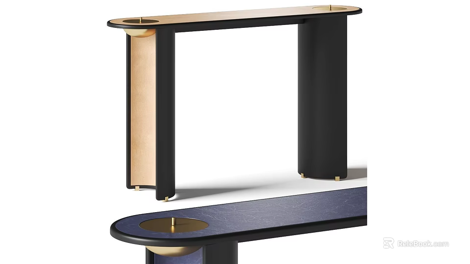 Modern Console Table With Black Frame Gold Accents And Sleek Tabletop Design 3d model 