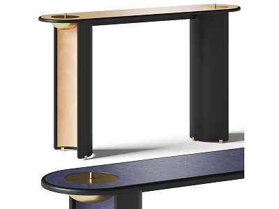 Modern Console Table With Black Frame Gold Accents And Sleek Tabletop Design 3d model