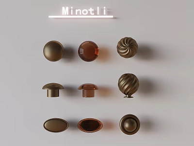 Minotli Cabinet Knobs Collection With Various Design Styles And Metallic Finishes 3d model