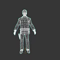 Game Movie Character in Black Striped Suit White Shirt Gray Hair Leather Briefcase
