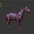 Blue Armored Horse with Saddle and Decorative Gear as Fantasy Creature Model